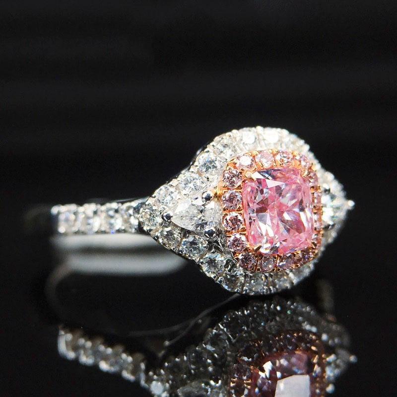 14k Gold 0.36 Ct Natural Pink Diamond & Diamond Ring - 2