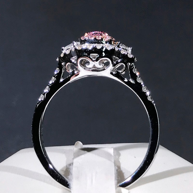 14k Gold 0.36 Ct Natural Pink Diamond & Diamond Ring - 3