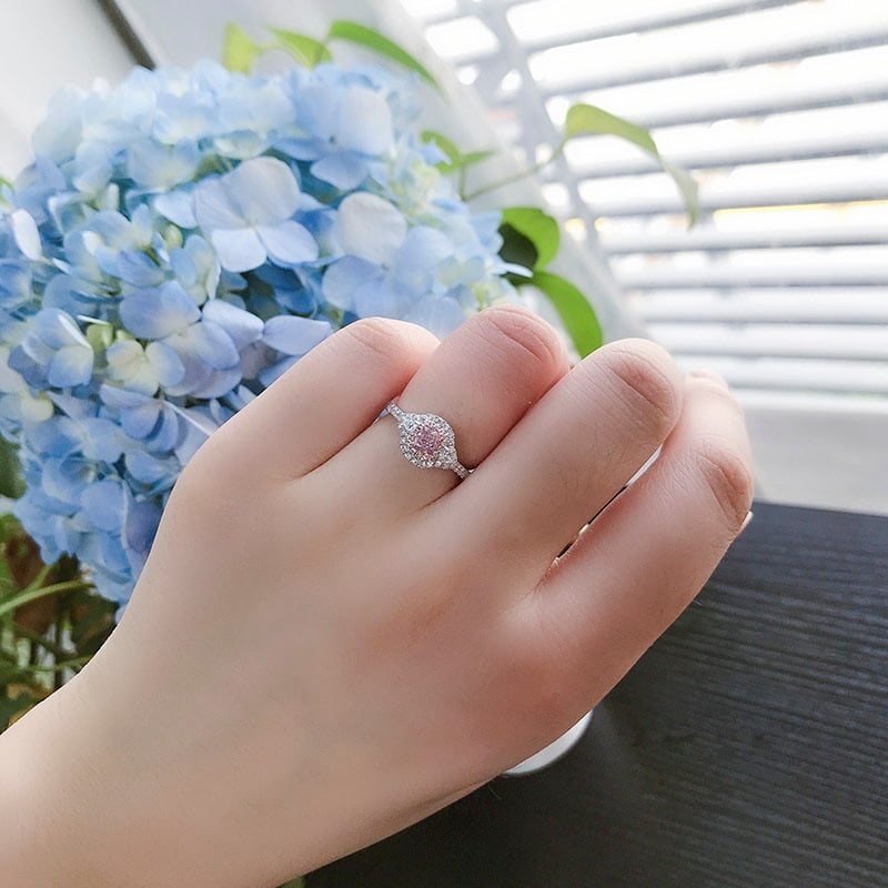 14k Gold 0.36 Ct Natural Pink Diamond & Diamond Ring - 4