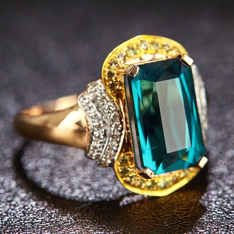 14k Gold 4.05 Ct Natural Tourmaline & Diamond Ring (1 of 5)
