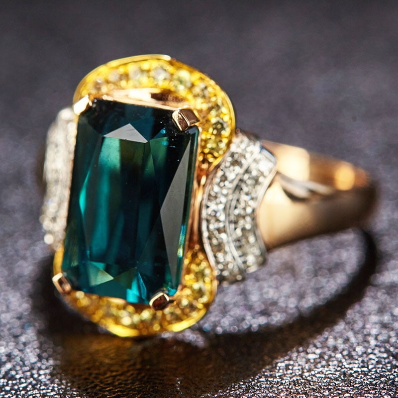 14k Gold 4.05 Ct Natural Tourmaline & Diamond Ring - 3