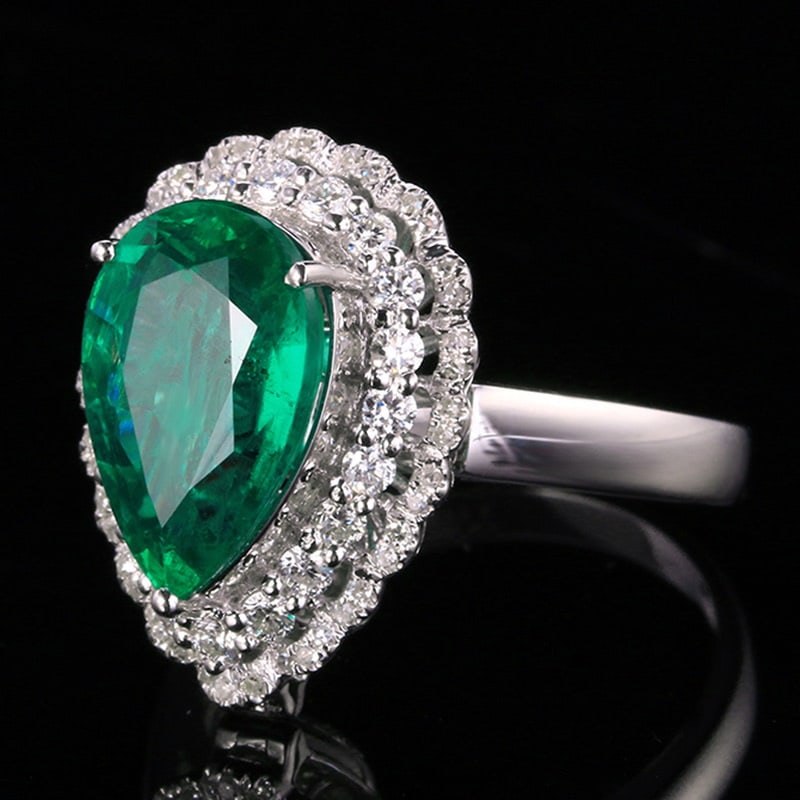 14k Gold 4.08 Ctw Vivid Green Natural Emerald & Diamond Ring/pendant( Without Chain ) - 2
