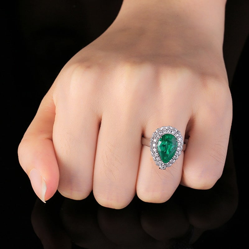 14k Gold 4.08 Ctw Vivid Green Natural Emerald & Diamond Ring/pendant( Without Chain ) - 3