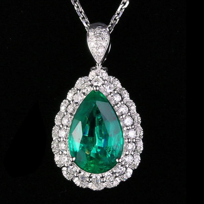14k Gold 4.08 Ctw Vivid Green Natural Emerald & Diamond Ring/pendant( Without Chain ) - 4