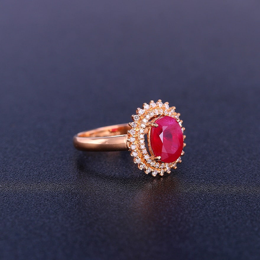 14k Gold 2.31 Ctw Natural Ruby & Diamond Ring - 2