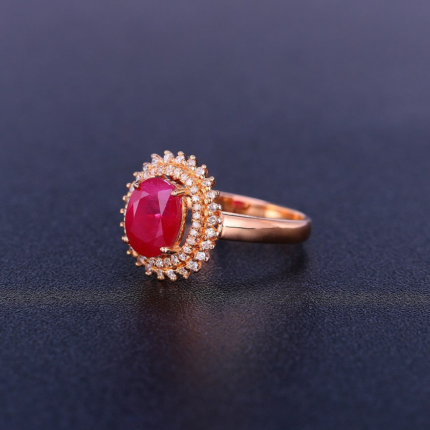 14k Gold 2.31 Ctw Natural Ruby & Diamond Ring - 3