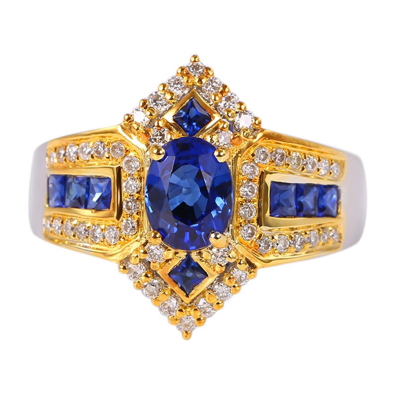 14k Gold 1.58 Ct Natural Sapphire & Diamond Ring - 2