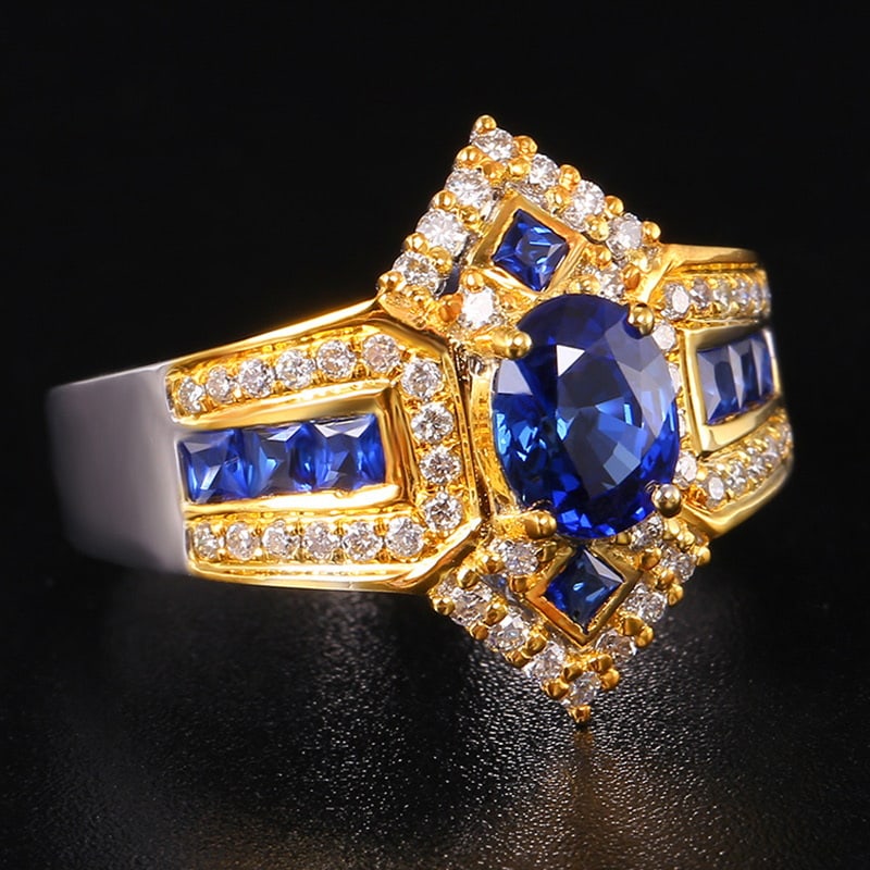 14k Gold 1.58 Ct Natural Sapphire & Diamond Ring - 3