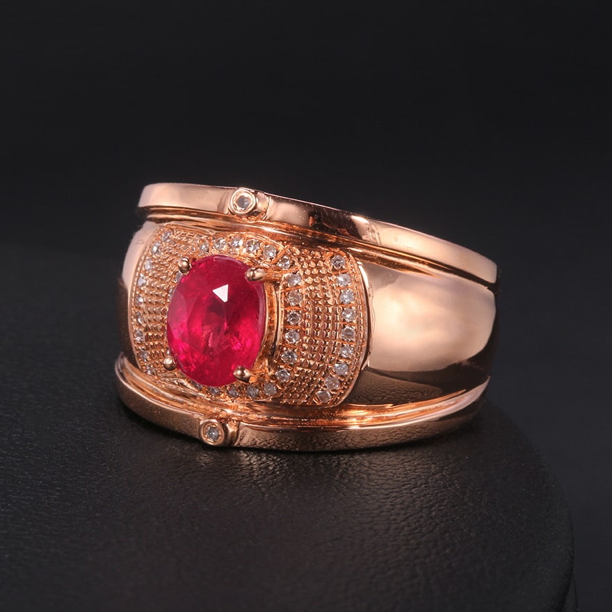 14k Gold 1.54 Ctw Natural Ruby & Diamond Ring - 2