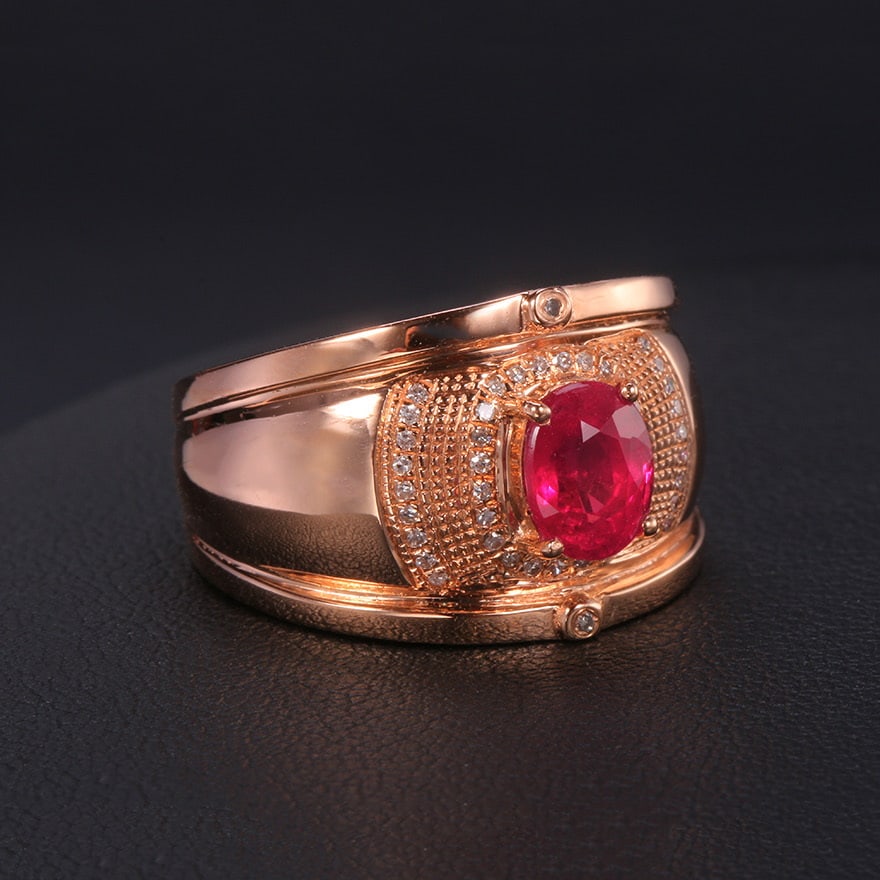 14k Gold 1.54 Ctw Natural Ruby & Diamond Ring - 3