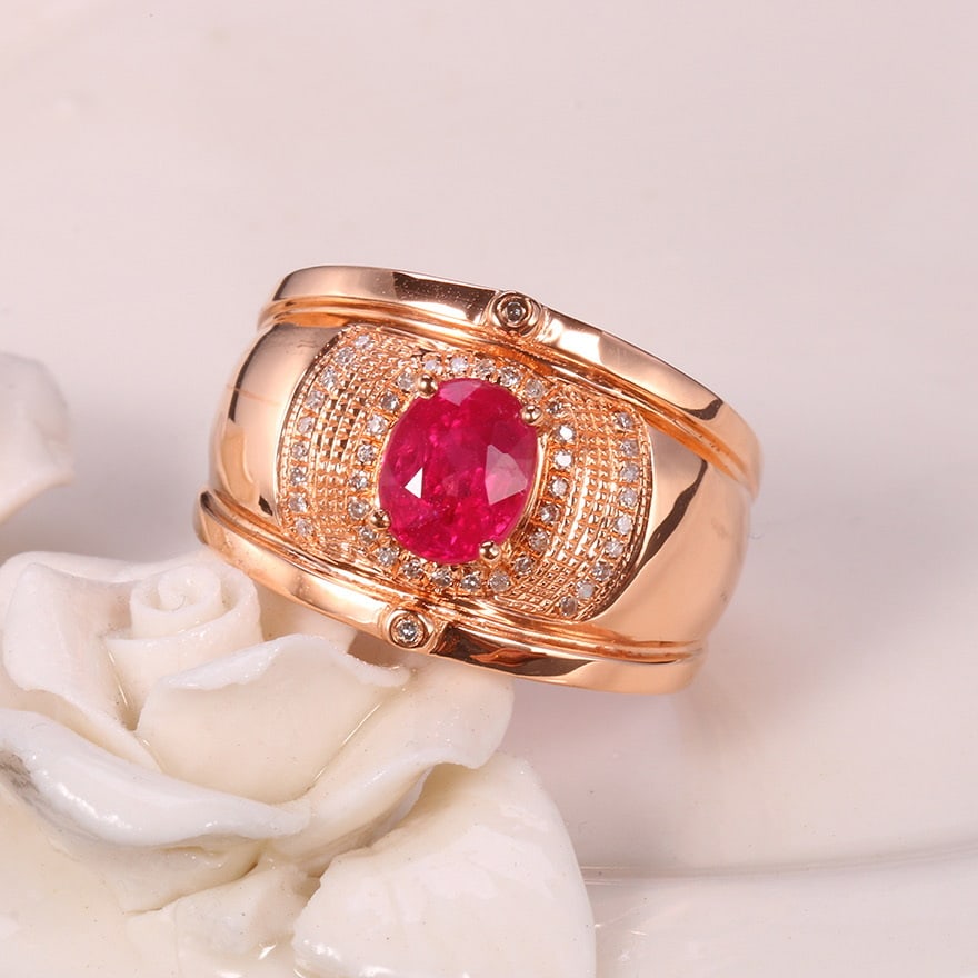 14k Gold 1.54 Ctw Natural Ruby & Diamond Ring - 5