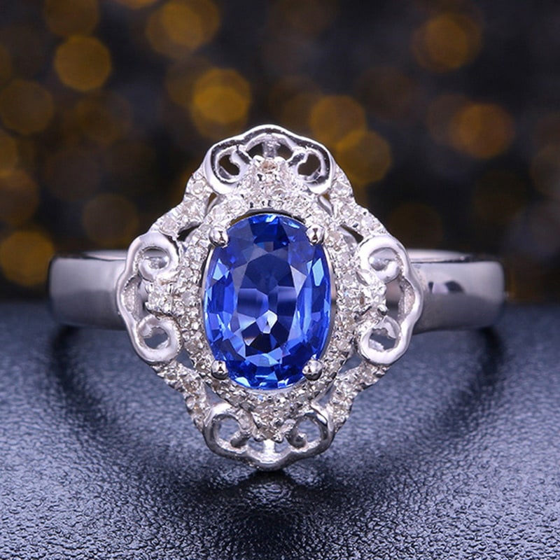 14k Gold 1.21 Ctw Natural Sapphire & Diamond Ring (1 of 5)