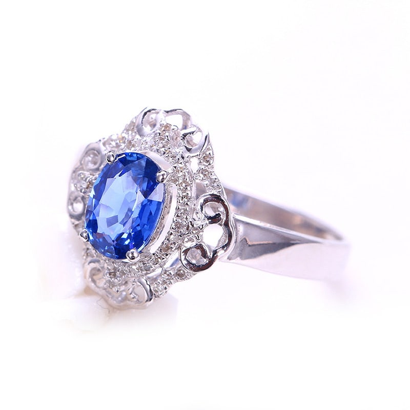 14k Gold 1.21 Ctw Natural Sapphire & Diamond Ring - 2