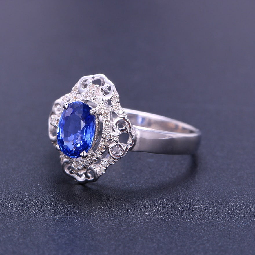 14k Gold 1.21 Ctw Natural Sapphire & Diamond Ring - 3
