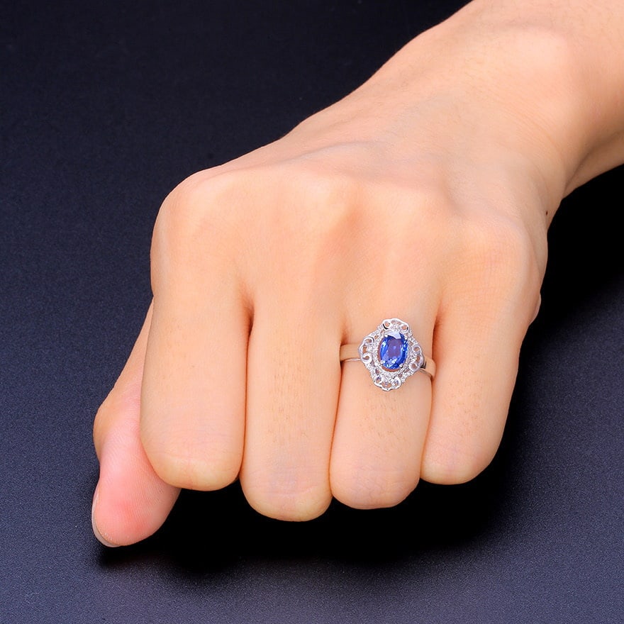 14k Gold 1.21 Ctw Natural Sapphire & Diamond Ring - 4