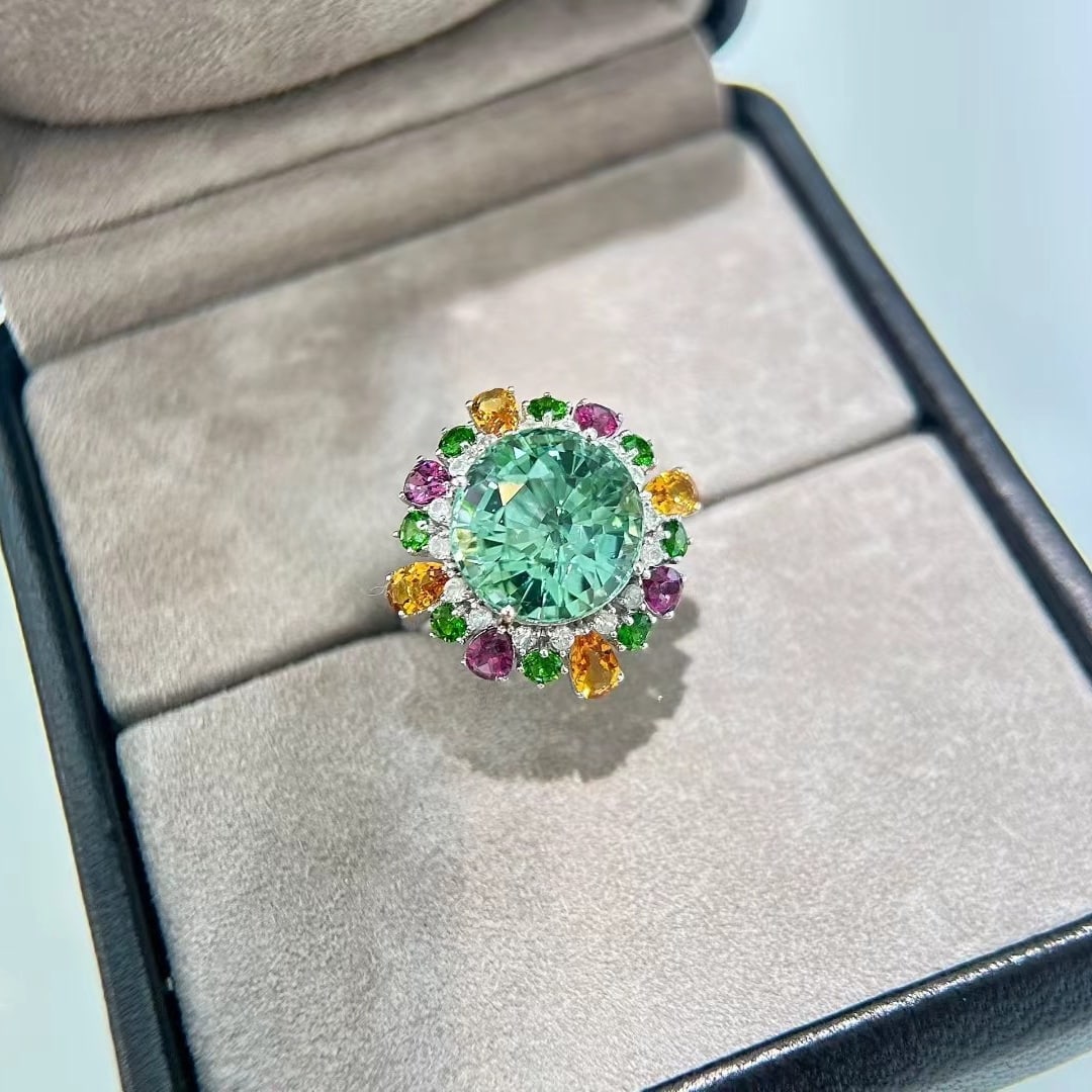 14k Gold 11.39 Ctw Natural Tourmaline & Gem Ring - 2