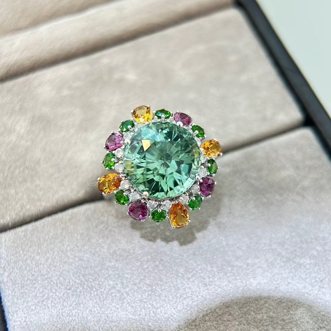 14k Gold 11.39 Ctw Natural Tourmaline & Gem Ring - 5