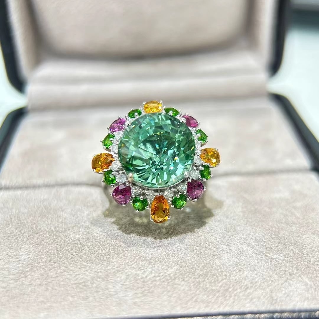 14k Gold 11.39 Ctw Natural Tourmaline & Gem Ring - 6