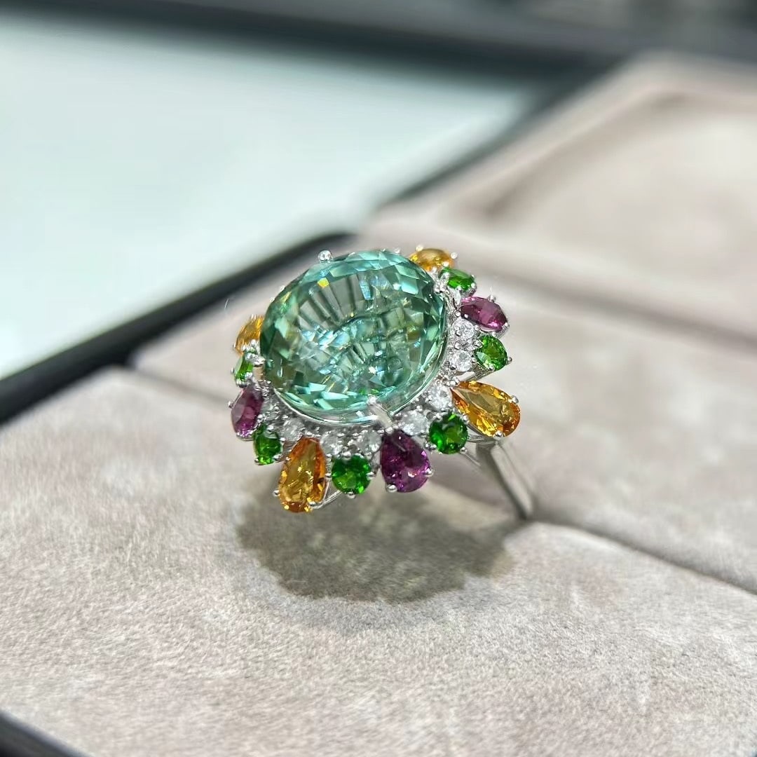 14k Gold 11.39 Ctw Natural Tourmaline & Gem Ring - 7