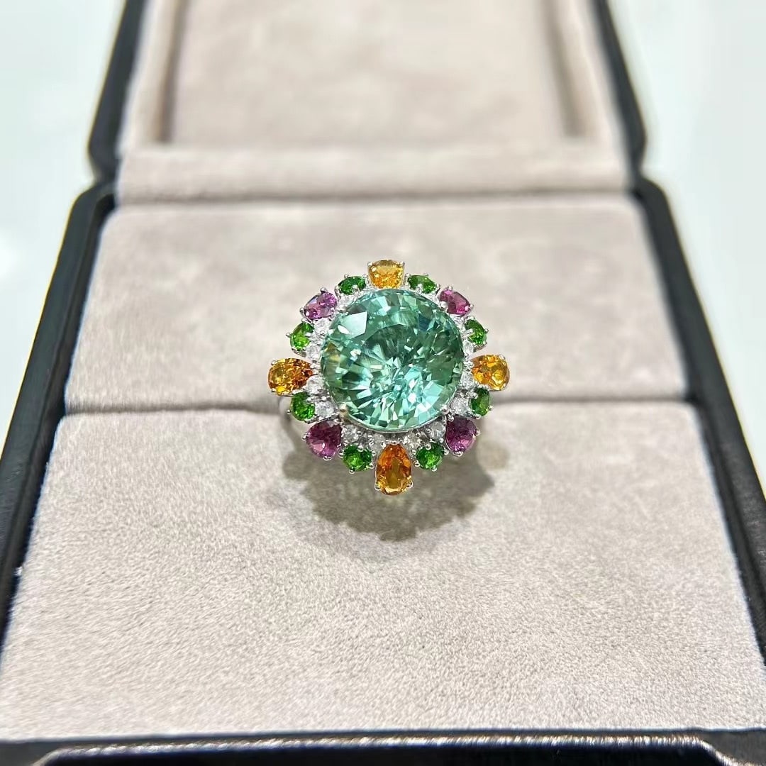 14k Gold 11.39 Ctw Natural Tourmaline & Gem Ring - 8