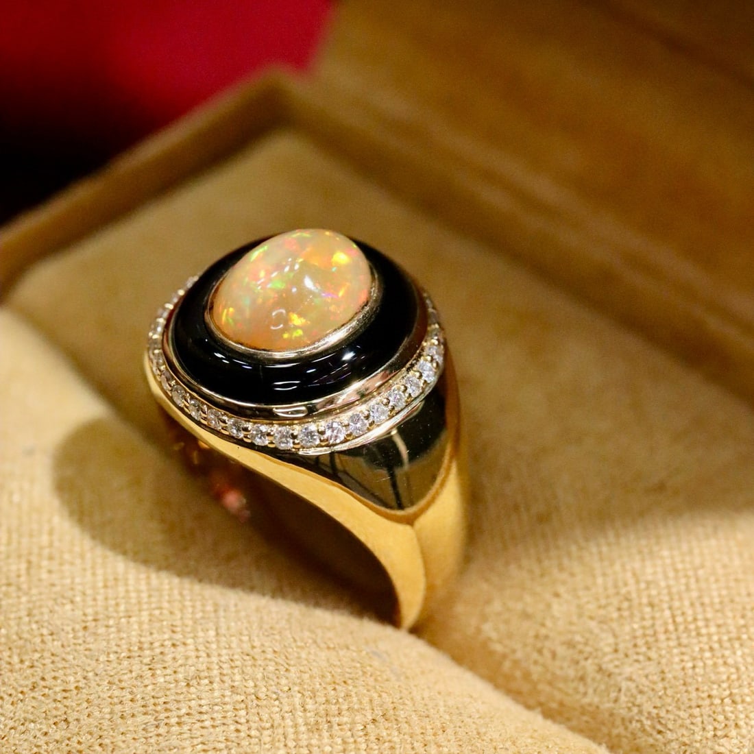 14k Gold 1.54 Ctw Natural Opal & Diamond Ring - 2