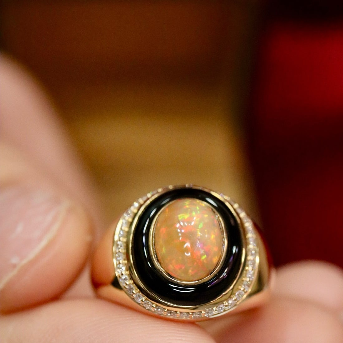 14k Gold 1.54 Ctw Natural Opal & Diamond Ring - 6