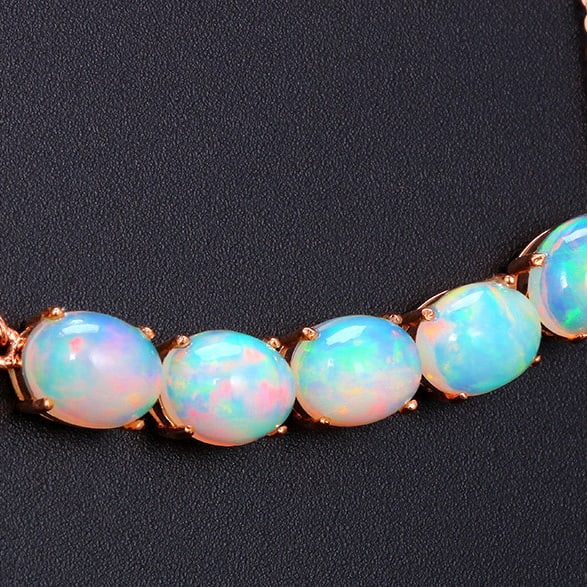 14k Gold 4.36 Ct Natural Opal Necklace - 3
