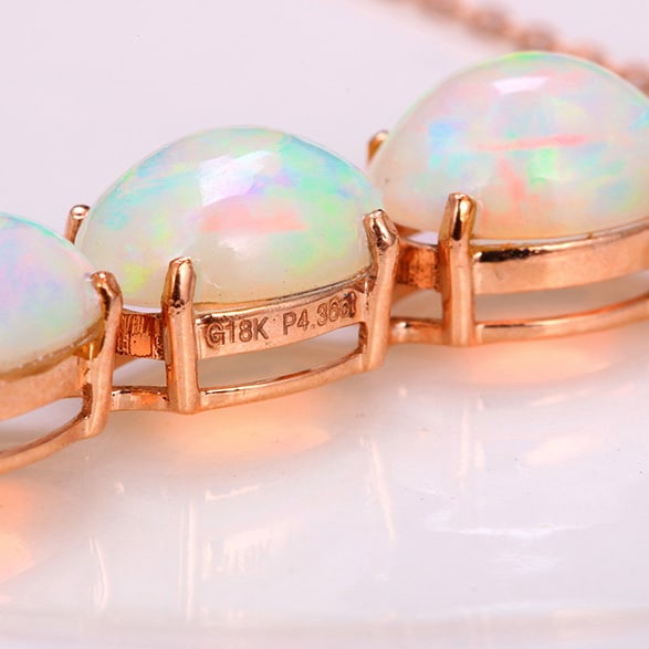 14k Gold 4.36 Ct Natural Opal Necklace - 4