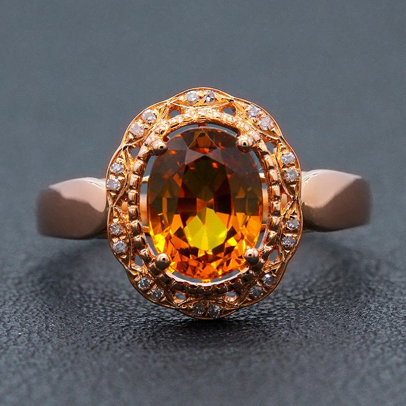 14k Gold 2.26 Ctw Natural Sapphire & Diamond Ring: Ref:231030166 // gold content:14k gold // ring size:7. 25us // // main gemstone:sapphire // shape:oval // carat weight:2. 2ct // color:yellow // treatment:natural // // adjacent gemstone 2 : diamond