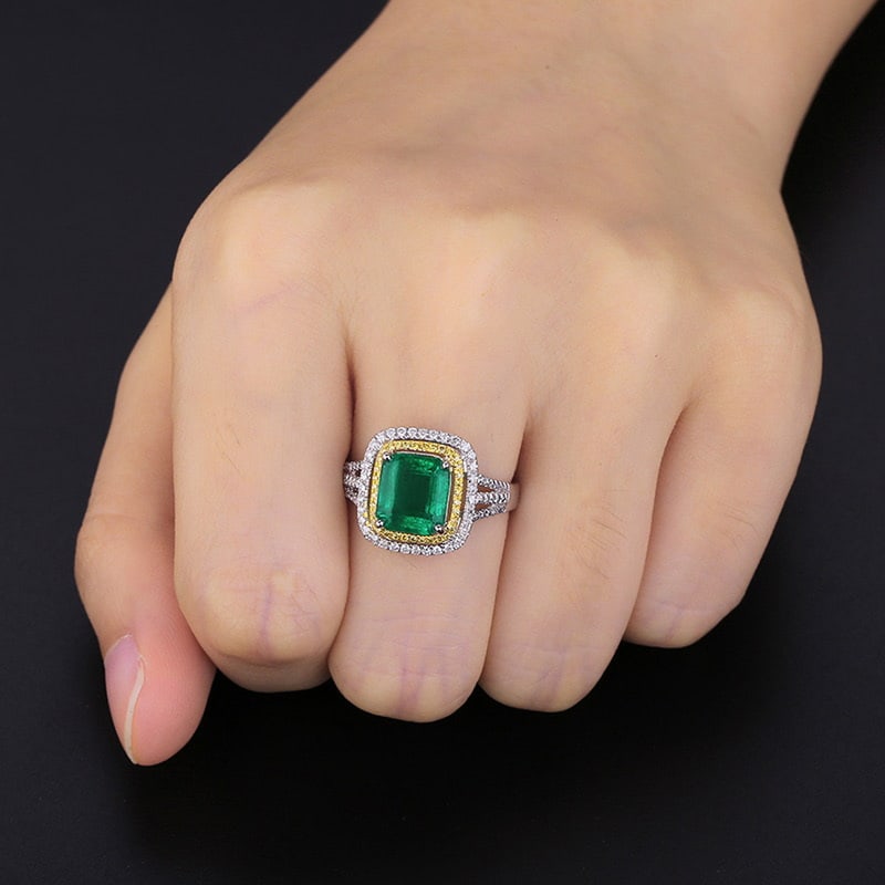 14k Gold 2.75 Ctw Vivid Green Natural Emerald & Diamond Ring - 3