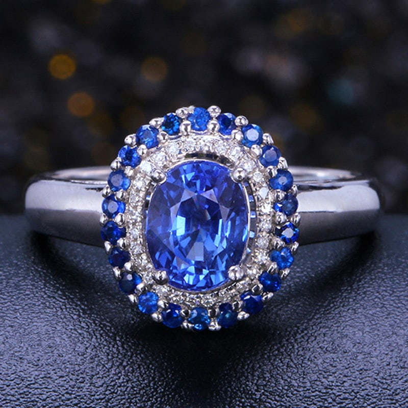 14k Gold 1.59 Ct Natural Sapphire & Diamond Ring: Ref:231030171 // gold content:14k gold // ring size:7. 25us // // main gemstone:sapphire // shape:multiply // carat weight:1. 59ct // color:blue // treatment:natural // // adjacent gemstone 2 :