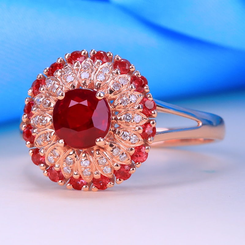 14k Gold 1.51 Ctw Natural Ruby & Diamond Ring - 3
