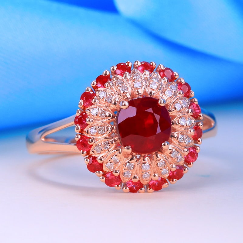 14k Gold 1.51 Ctw Natural Ruby & Diamond Ring - 4