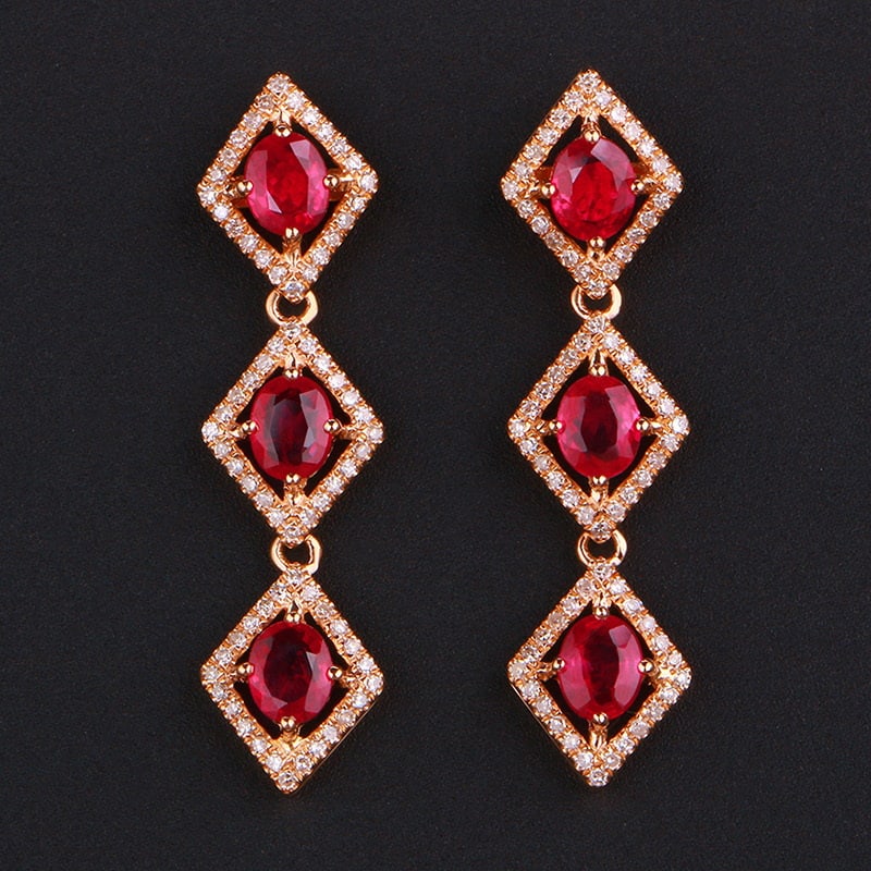 14k Gold 2.35 Ctw Natural Ruby & Diamond Earrings (1 of 5)