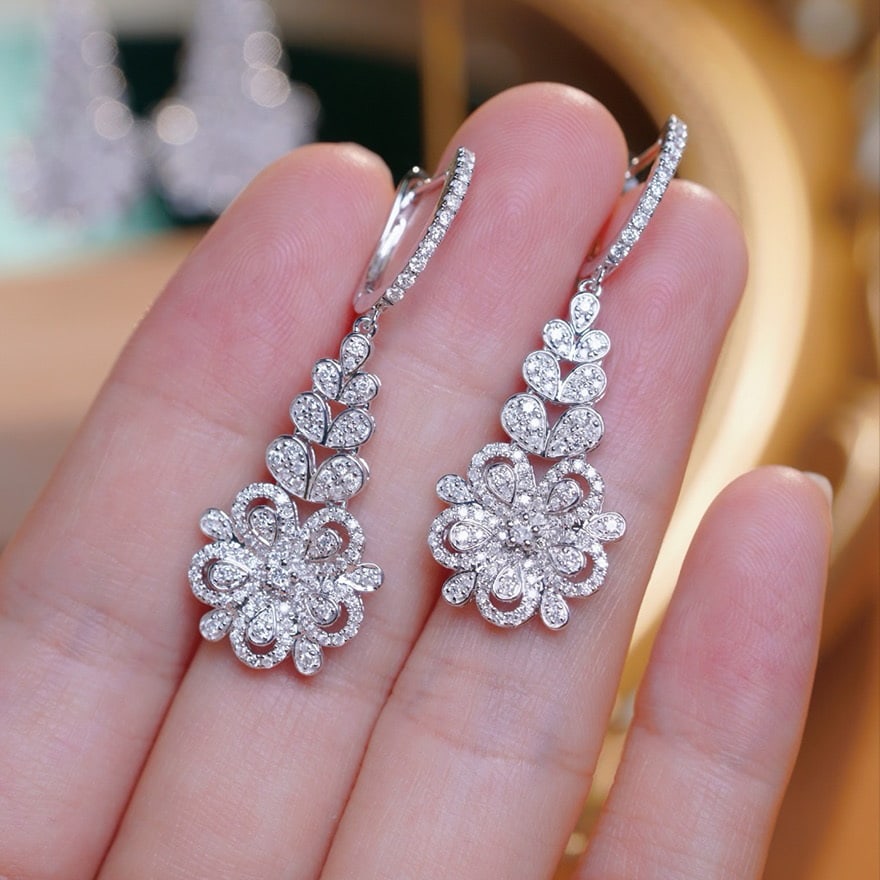 14k Gold 1.2 Ct Natural H Diamond Earrings - 3