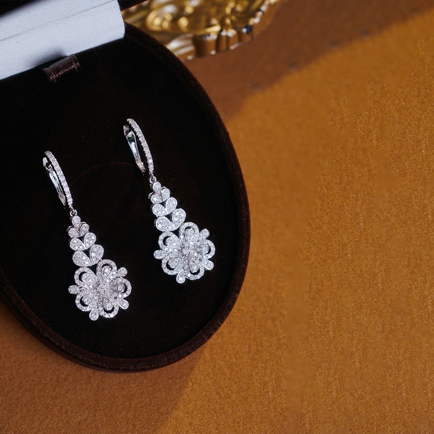 14k Gold 1.2 Ct Natural H Diamond Earrings - 4