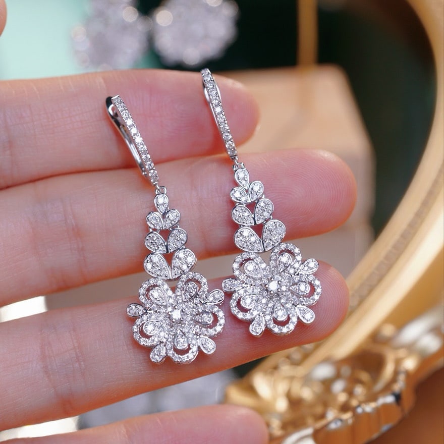 14k Gold 1.2 Ct Natural H Diamond Earrings - 5