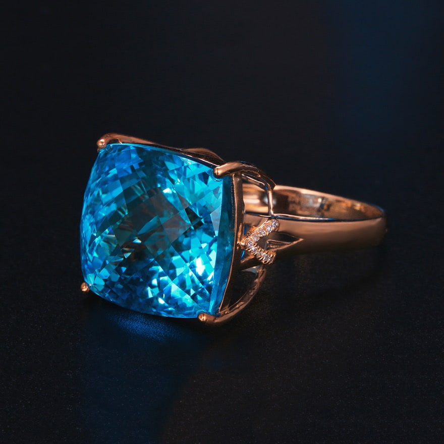 14k Gold 29.79 Ctw Natural Topaz & Diamond Ring - 3