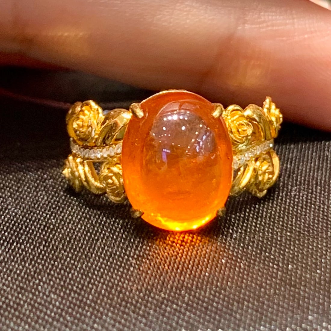 14k Gold 7.8 Ct Natural Spessartine & Diamond Ring - 6
