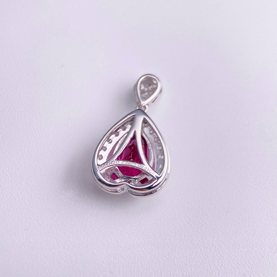 14k Gold 2.87 Ctw Natural Tourmaline & Diamond Pendant( Without Chain ) - 2