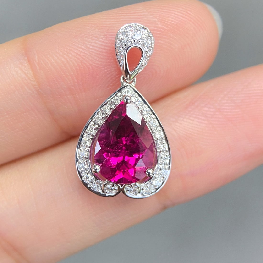 14k Gold 2.87 Ctw Natural Tourmaline & Diamond Pendant( Without Chain ) - 4