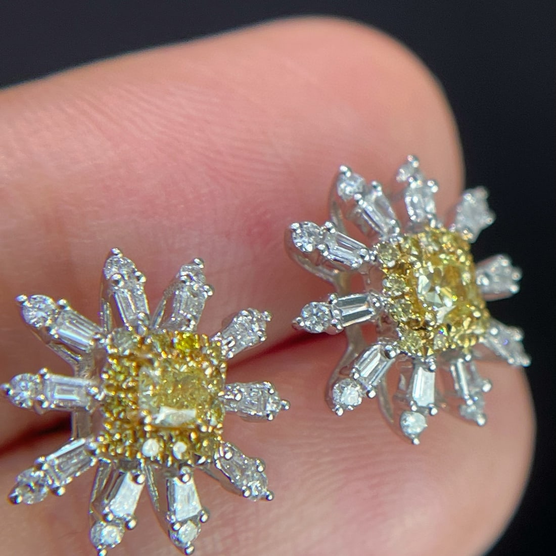 14k Gold 0.63 Ctw Natural Yellow Diamond & Diamond Earrings - 2