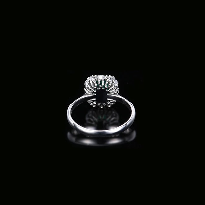 14k Gold 1.08 Ctw Vivid Green Natural Emerald & Diamond Ring - 5