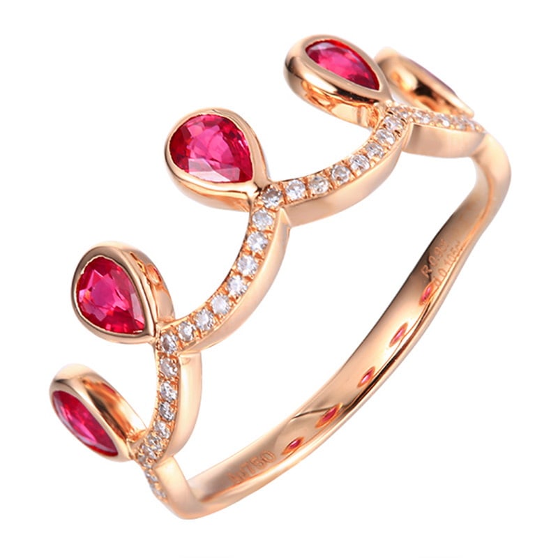 14k Gold 0.9 Ct Natural Ruby & Diamond Ring - 2