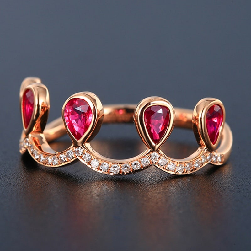 14k Gold 0.9 Ct Natural Ruby & Diamond Ring - 3