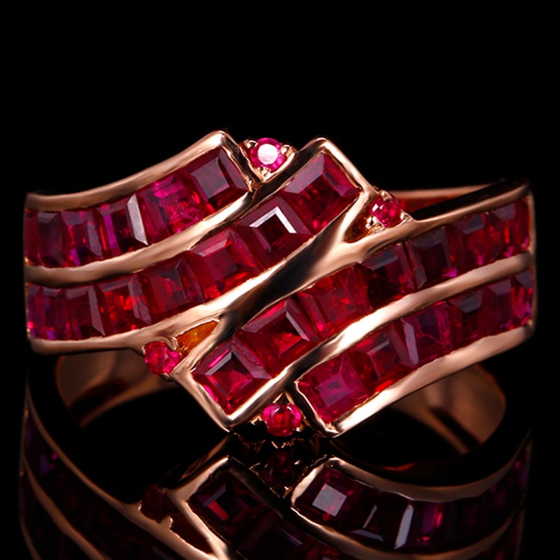 14k Gold 3.24 Ct Natural Ruby Ring: Ref:231030230 // gold content:14k gold // ring size:7. 25us // // main gemstone:ruby // shape:multiply // carat weight:3. 24ct // color:red // treatment:natural // Low Estimate: 2400 Condition: New