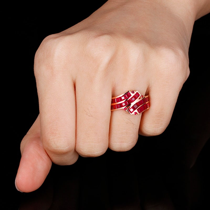 14k Gold 3.24 Ct Natural Ruby Ring - 5