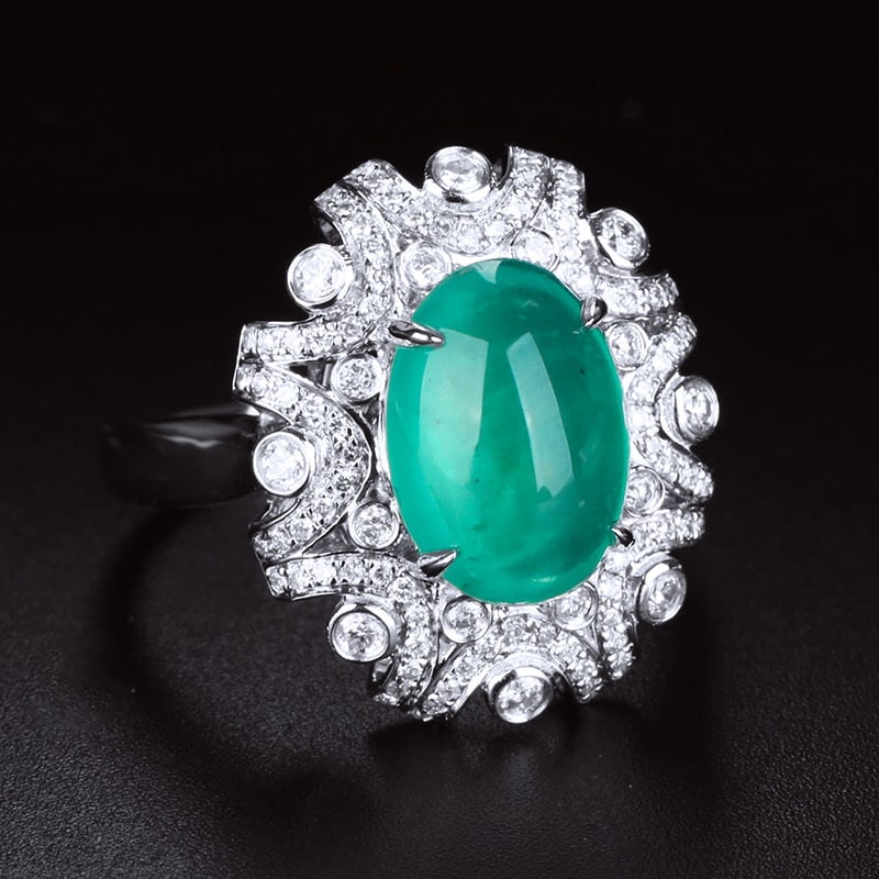 14k Gold 2.95 Ct Natural Emerald & Diamond Ring - 2