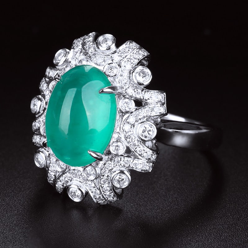 14k Gold 2.95 Ct Natural Emerald & Diamond Ring - 3