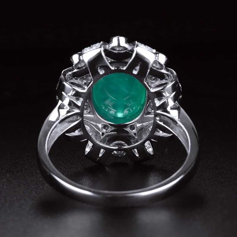 14k Gold 2.95 Ct Natural Emerald & Diamond Ring - 4